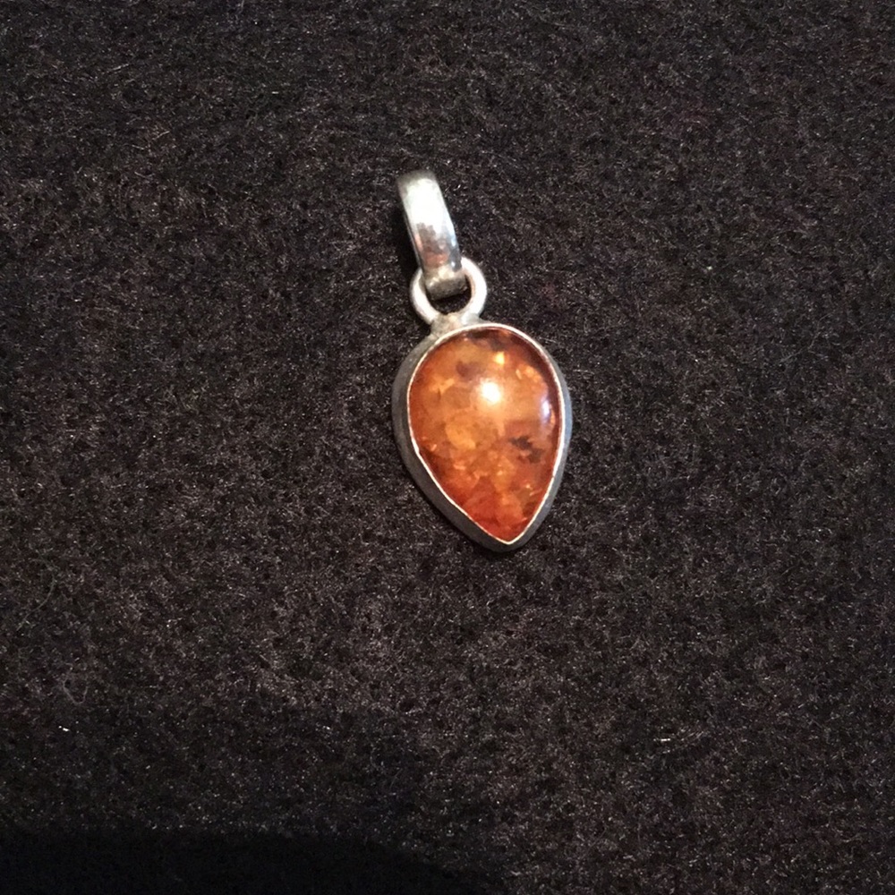 Vintage Sterling Amber Pendant